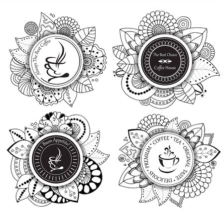 stock vector set of label for restaurant and cafeのイラスト素材