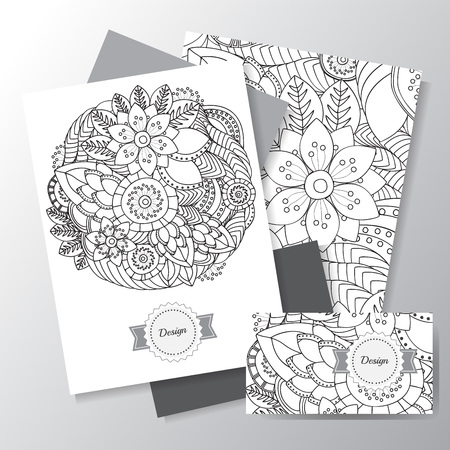 stock vector cartoon cute hand draw doodle corporate identity set template.のイラスト素材