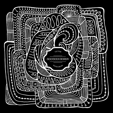 stock vector cute doodles hand draw wave ornament. template for card or banner.のイラスト素材