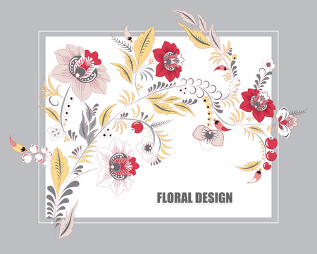 stock vector floral bouguet with frame. spring card, invitation.のイラスト素材
