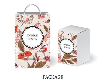 Set of cardboard package on the white background. A mock up, template. stock vectorのイラスト素材