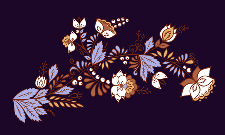 stock vector abstract hand draw flower and wave, doodle bouquet. oriental or arabic, russia art background. template for card bannerのイラスト素材