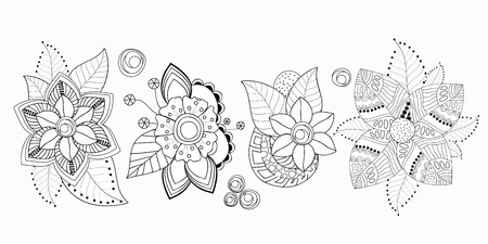 stock vector set of floral bouquet oriental or arabic, russia textile design. template for necklaceのイラスト素材