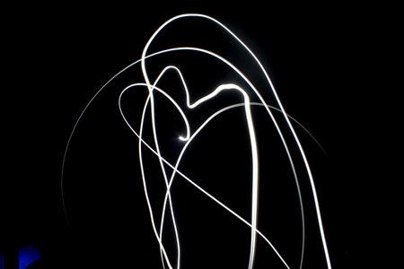 Abstract light painting on a black background. Light painting on a black background.の写真素材