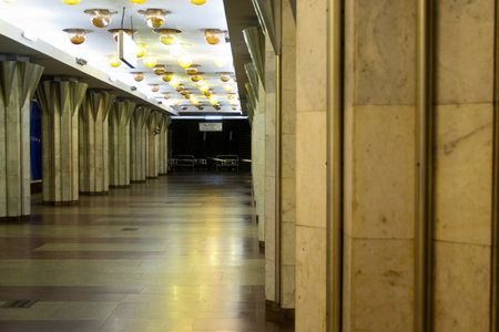 Interior of a subway lobby, detail of interior, interior designの写真素材