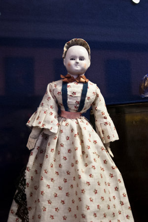 Doll in a shop window, Sergiev Pasad, Russia.の写真素材