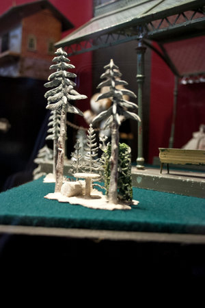 Miniature model of the christmas tree in the shop window.の写真素材