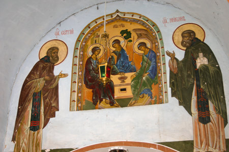 Interior of the church of the Annunciation in Sergiev Pasad, Russiaの写真素材