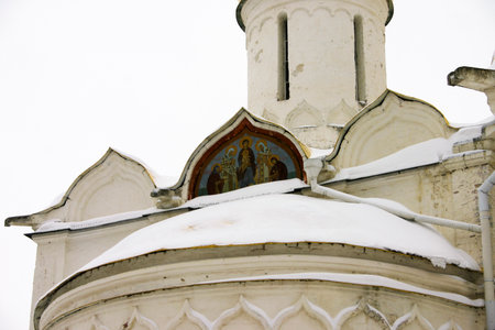 Orthodox Church in winter, Sergiev Posad, Russia. Close-upの写真素材
