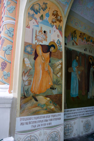 The frescoes on the walls of the Church of the Annunciation.の写真素材