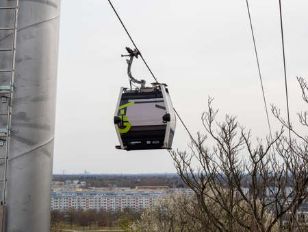 BERLIN - GERMANY - APRIL 01, 2022 Cable car cabin. funicular up the mountain.のeditorial素材