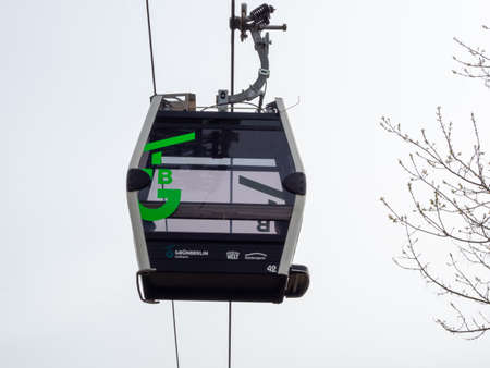 BERLIN - GERMANY - APRIL 01, 2022 Cable car cabin. funicular up the mountain.のeditorial素材