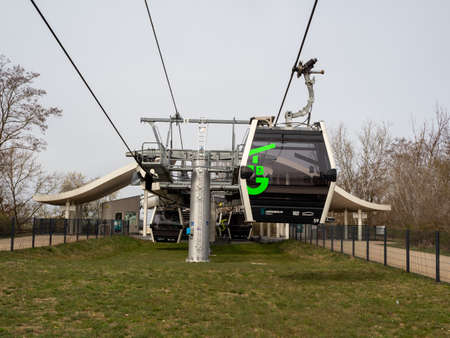 BERLIN - GERMANY - APRIL 01, 2022 Cable car station. funicular up the mountainのeditorial素材