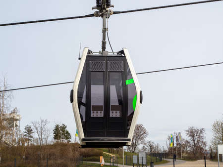 BERLIN - GERMANY - APRIL 01, 2022 Cable car cabin. funicular up the mountain.のeditorial素材