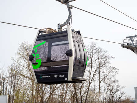 BERLIN - GERMANY - APRIL 01, 2022 Cable car cabin. funicular up the mountain.のeditorial素材