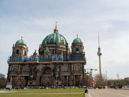 Germany, Berlin, view of the Berlin Cathedral and the TV towerのeditorial素材