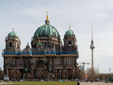Germany, Berlin, view of the Berlin Cathedral and the TV towerのeditorial素材