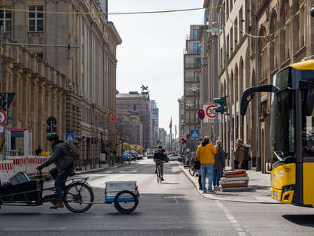 Berlin, Germany, April 13, 2022: People are walking along the street.Popular tourist destination in Berlinのeditorial素材
