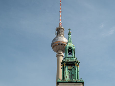 Berlin with famous TV tower at Alexanderplatz Germanyのeditorial素材