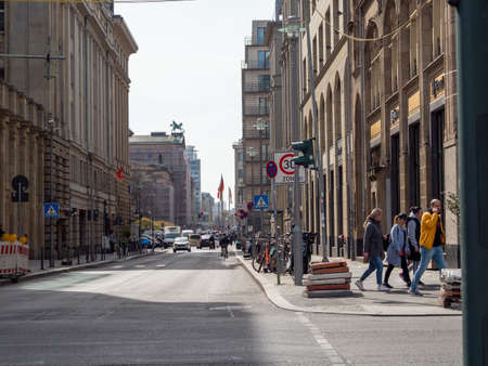 Berlin, Germany, April 13, 2022: People are walking along the street.Popular tourist destination in Berlinのeditorial素材