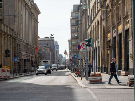 Berlin, Germany, April 13, 2022: People are walking along the street.Popular tourist destination in Berlinのeditorial素材