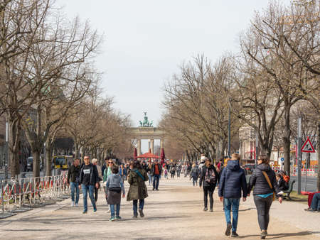 Berlin, Germany, April 13, 2022: People are walking along the street.Popular tourist destination in Berlinのeditorial素材