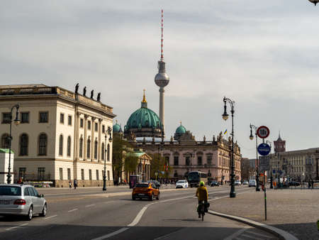 Germany, Berlin, view of the Berlin Cathedral and the TV towerのeditorial素材