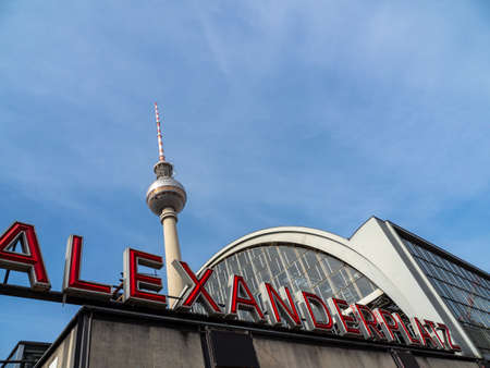 Berlin with famous TV tower at Alexanderplatz Germanyのeditorial素材