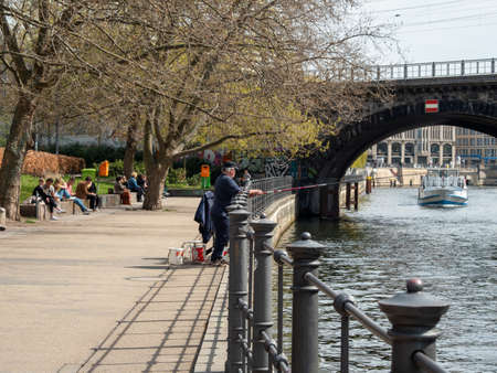 Berlin, Germany, April 13, 2022: People are walking along the street.Popular tourist destination in Berlinのeditorial素材