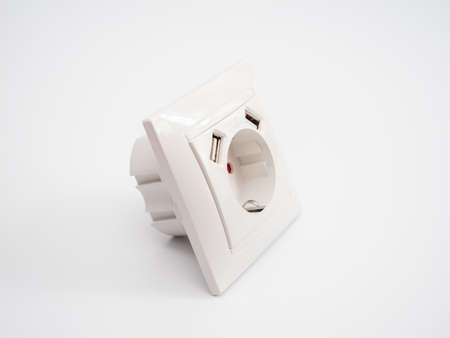 Universal European standard 220 volt socket with two USB connectors for charging mobile devices....