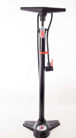 Bicycle pump on a white background. Bicycle wheel pumpの写真素材