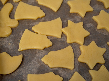 Cooking delicious Christmas cookies. Baking traditional cookies. close up.の写真素材
