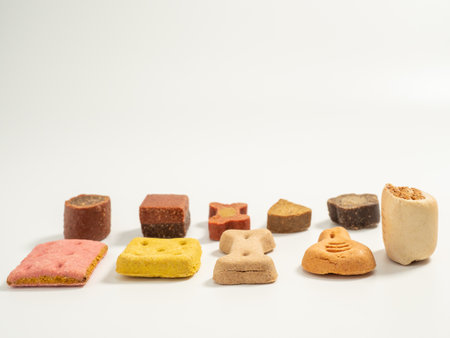 Dog treats. Treats for dogs on a white background. Dog food close up.の写真素材