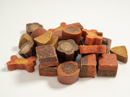Dog treats. Treats for dogs on a white background. Dog food close up.の写真素材