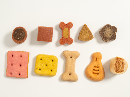 Dog treats. Treats for dogs on a white background. Dog food close up.の写真素材