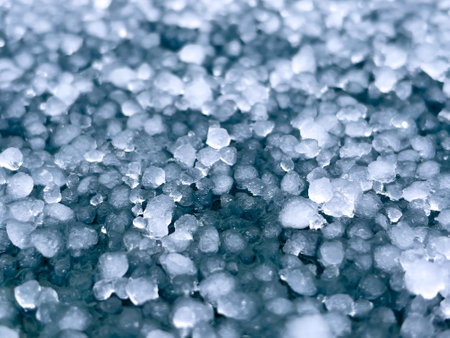 Large hailstones on a dark background. background, texture. Close up.の写真素材