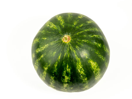 Ripe watermelon isolated on white background. Juicy watermelon. Close up.の写真素材