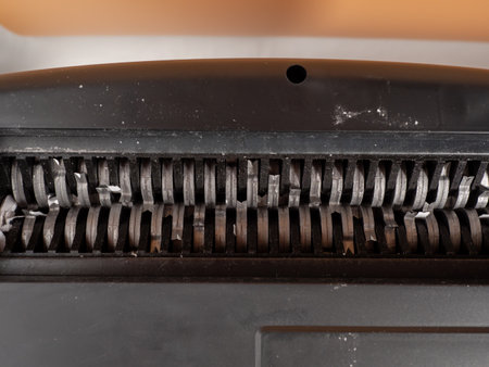 Paper and CD shredder. Stationery Document Shredder. Close up.の写真素材