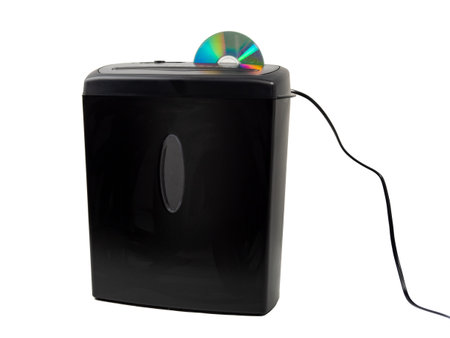 Paper and CD shredder. Stationery Document Shredder. Close up.の写真素材