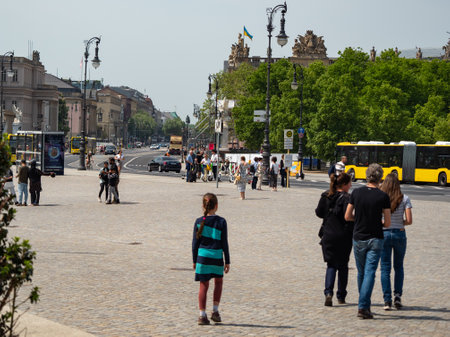 BERLIN, GERMANY - MAY 21, 2023 Berlin streets in downtown Berlin. BERLIN, GERMANY - MAY 21, 2023のeditorial素材
