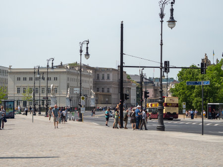 BERLIN, GERMANY - MAY 21, 2023 Berlin streets in downtown Berlin. BERLIN, GERMANY - MAY 21, 2023のeditorial素材