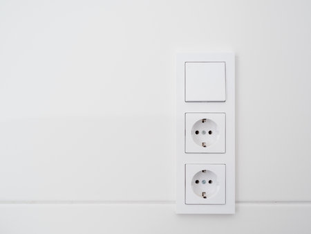Modern sockets in the wall. European sockets.の写真素材