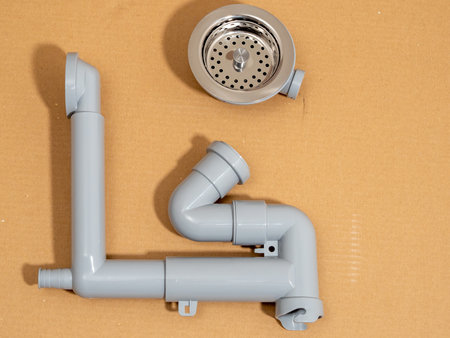 Connections for installing a kitchen sink. kitchen siphon.の写真素材