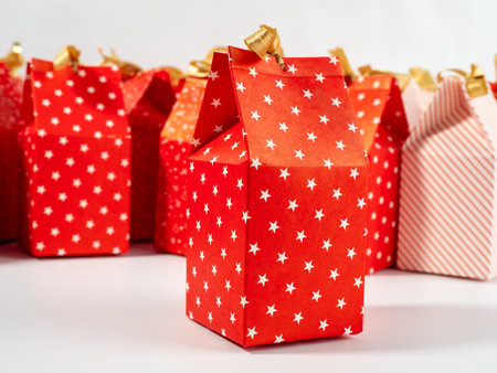 Holiday gift boxes. Gift bags. Holiday concept.の写真素材