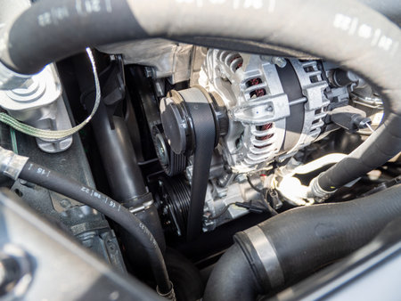 Engine of a modern car close-up. The engine of a modern car.の写真素材