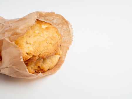 Sweet cookies on a white background. Bakery products close up. Sweet cookie.の写真素材