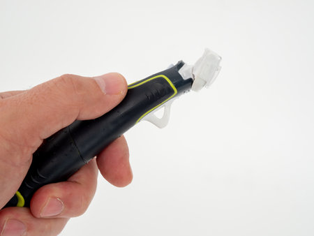 Razor on a white background. Razor close-up.