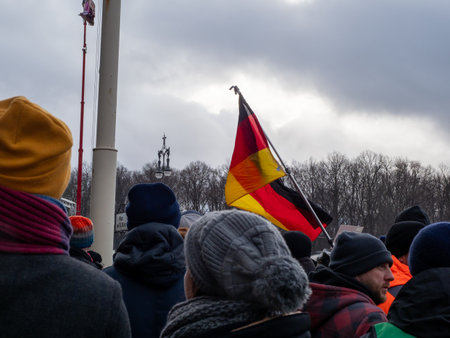 Berlin, Germany January 15, 2024 People in the center of the capital at a farmers' demonstration. Berlin, Germany January 15, 2024のeditorial素材