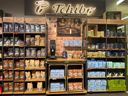 Germany Berlin September 4, 2024. A store with a lot of different types of coffee beans. The store...