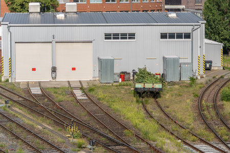 Workshop with rail connection. A modern workshop with two large gates is directly connected to the...